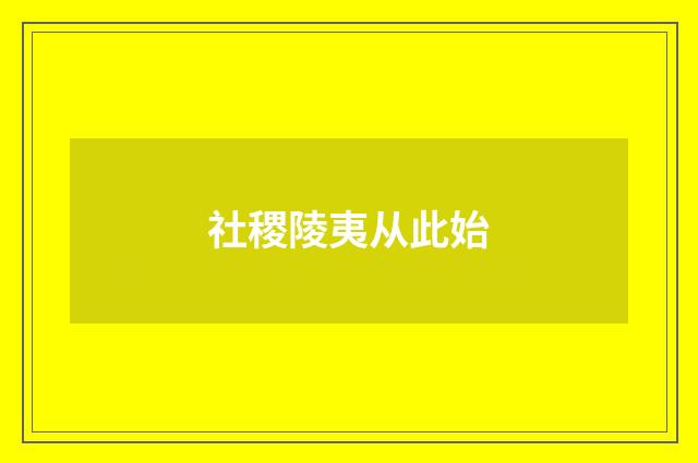 社稷陵夷从此始