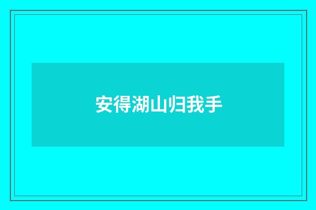 安得湖山归我手
