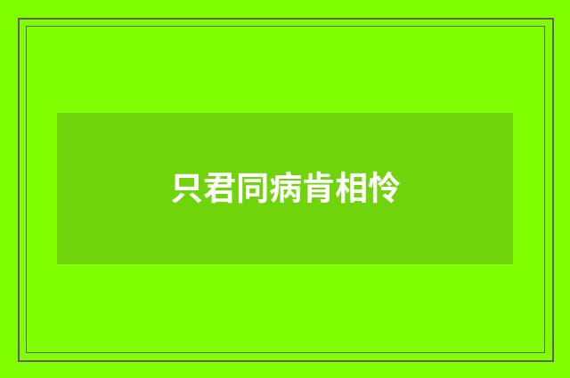 只君同病肯相怜