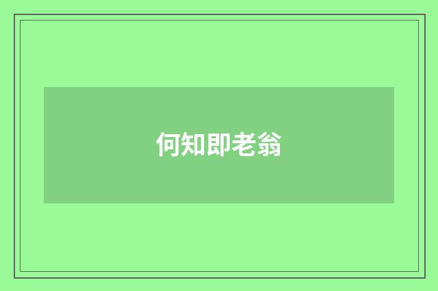 何知即老翁
