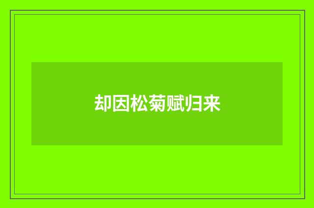 却因松菊赋归来
