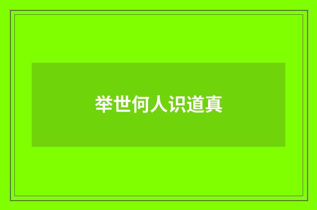 举世何人识道真