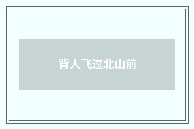 背人飞过北山前