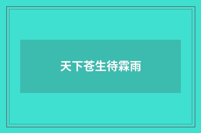 天下苍生待霖雨