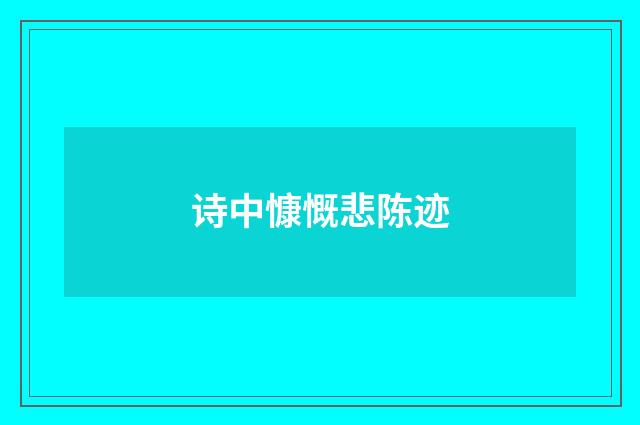 诗中慷慨悲陈迹