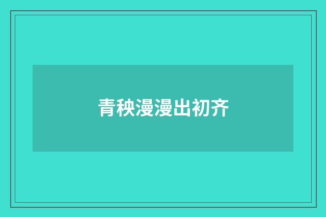 青秧漫漫出初齐