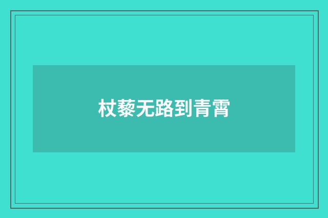 杖藜无路到青霄