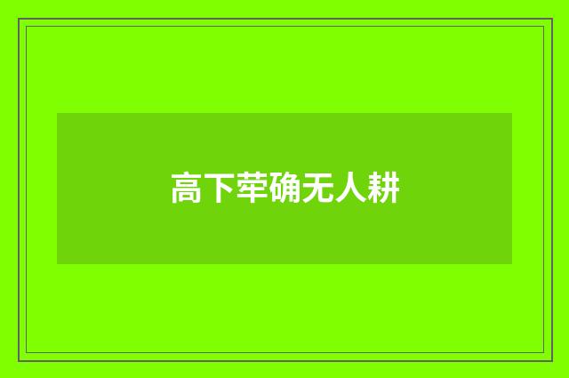 高下荦确无人耕