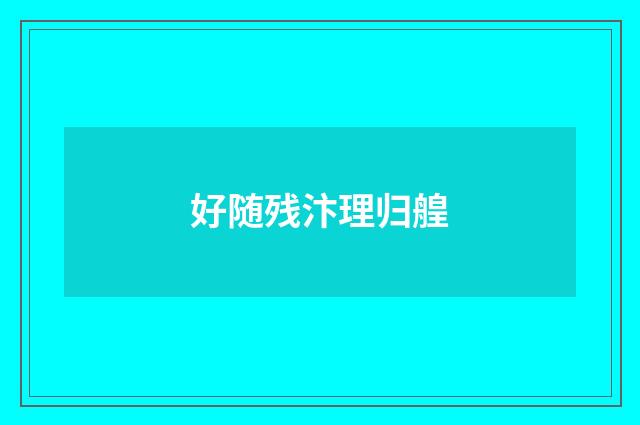 好随残汴理归艎