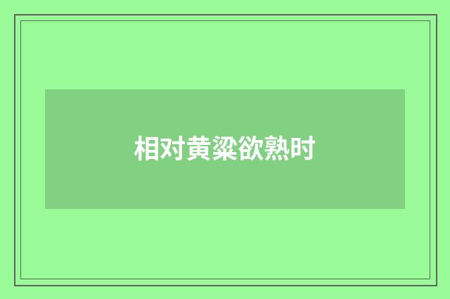 相对黄粱欲熟时