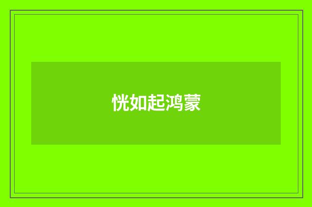 恍如起鸿蒙