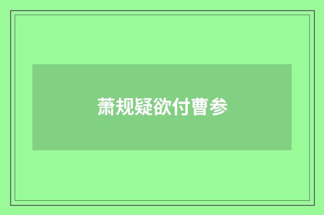 萧规疑欲付曹参