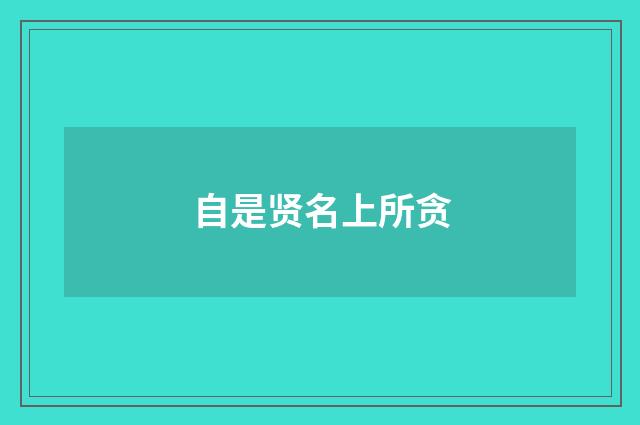 自是贤名上所贪