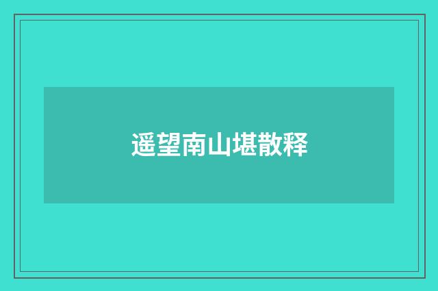 遥望南山堪散释
