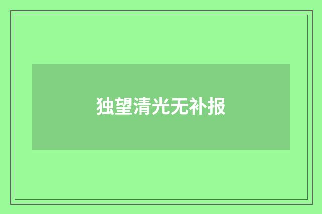 独望清光无补报