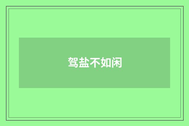 驾盐不如闲