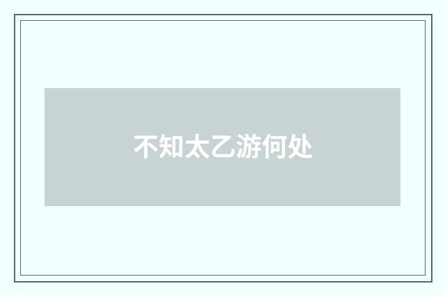 不知太乙游何处