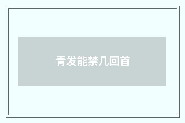 青发能禁几回首