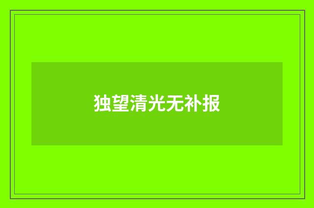 独望清光无补报