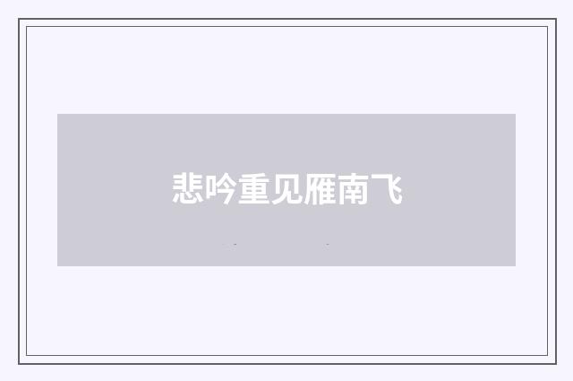 悲吟重见雁南飞