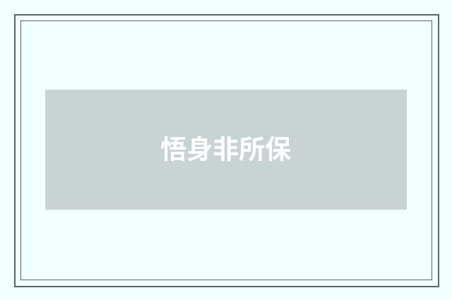 悟身非所保