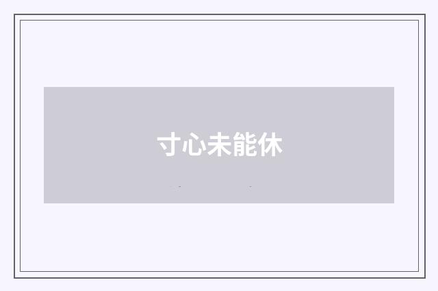寸心未能休