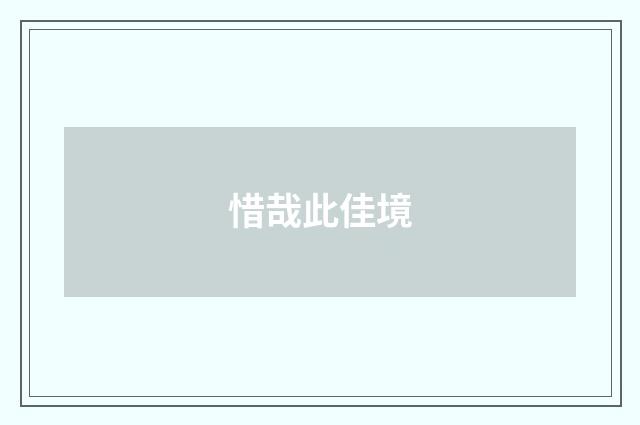 惜哉此佳境