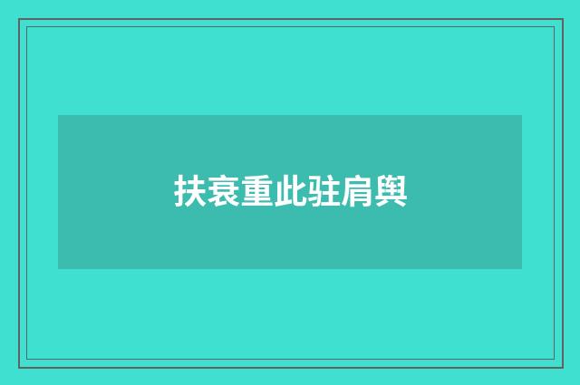 扶衰重此驻肩舆