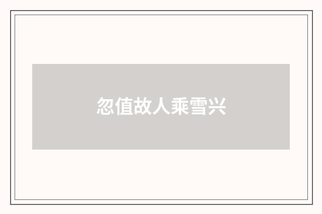 忽值故人乘雪兴