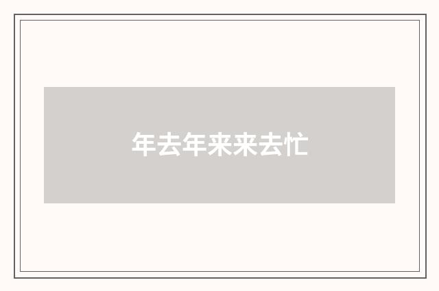 年去年来来去忙