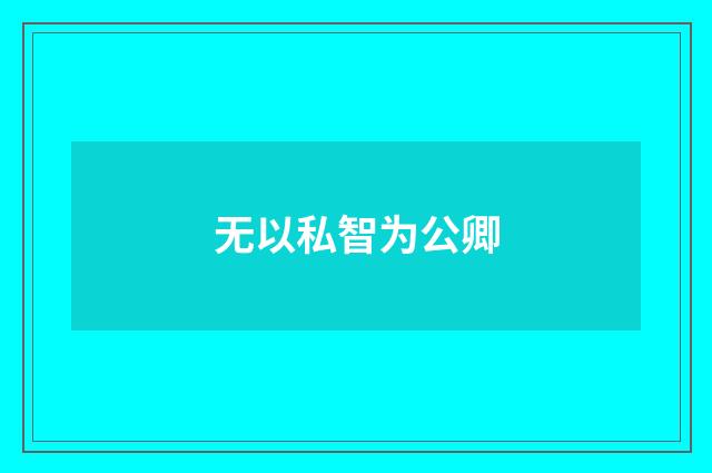 无以私智为公卿