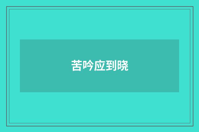苦吟应到晓