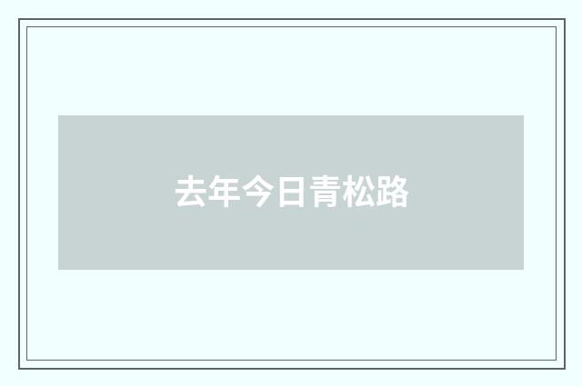 去年今日青松路