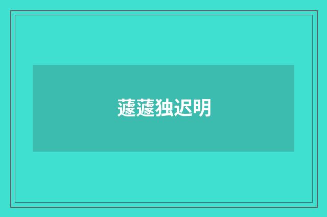 蘧蘧独迟明