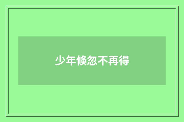 少年倏忽不再得