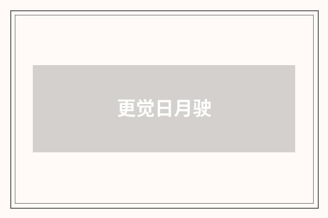 更觉日月驶