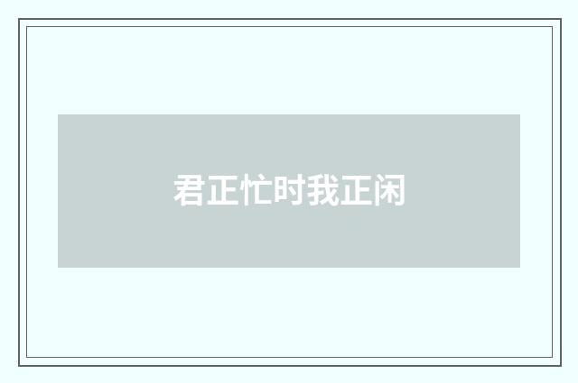 君正忙时我正闲