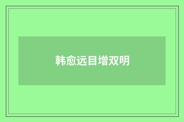 韩愈远目增双明