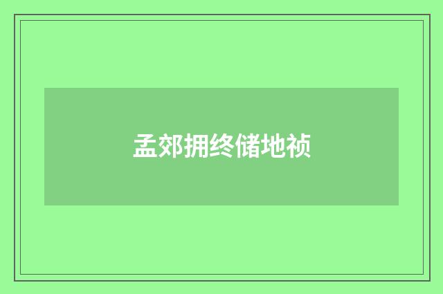 孟郊拥终储地祯