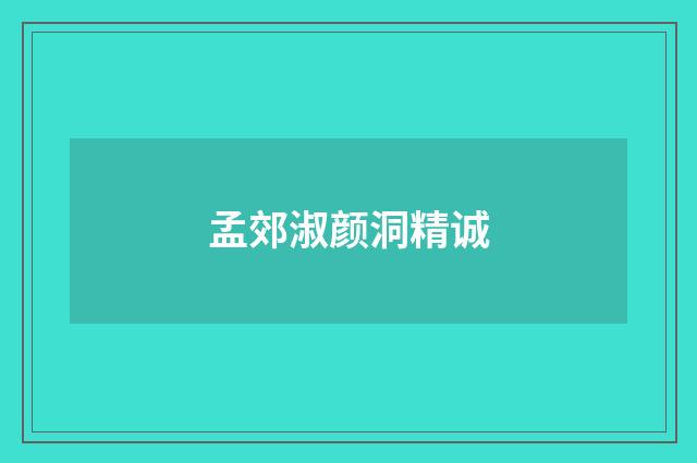 孟郊淑颜洞精诚
