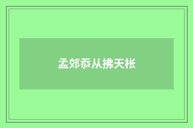 孟郊忝从拂天枨