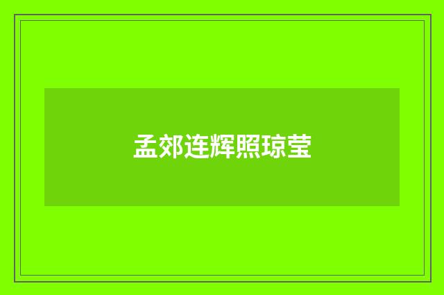 孟郊连辉照琼莹