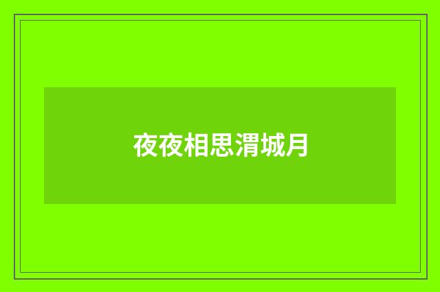 夜夜相思渭城月