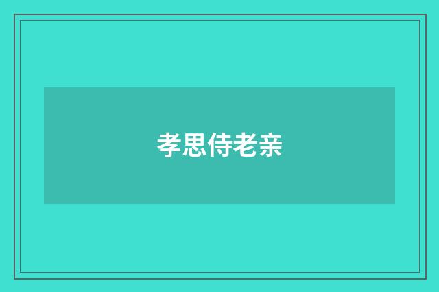 孝思侍老亲