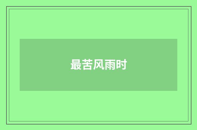 最苦风雨时