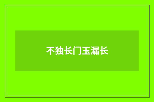 不独长门玉漏长