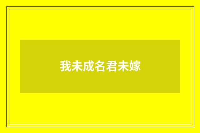 我未成名君未嫁