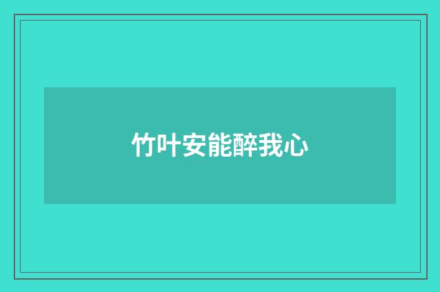 竹叶安能醉我心