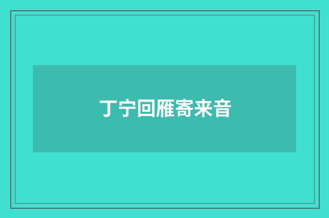 丁宁回雁寄来音