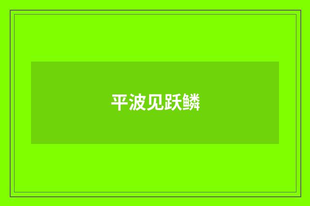 平波见跃鳞